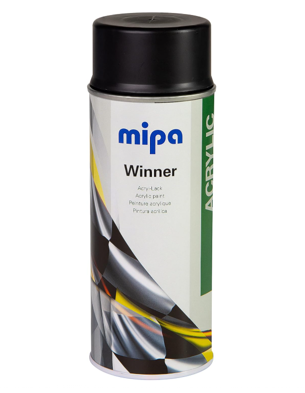 Автомобільна аерозольна фарба (чорна глянцева) "Mipa Spray paint black glossy winner" (400мл) [Міпа Спрей Пейнт глосі віннер]